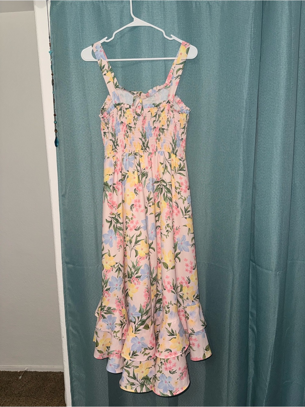 Grace Karin Pastel Floral Midi Dress in Pink, Yellow & Blue - Picture 7 of 10
